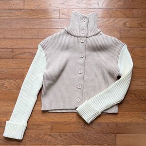 HYFVE Cream and Tan Cowl Neck Sweater
